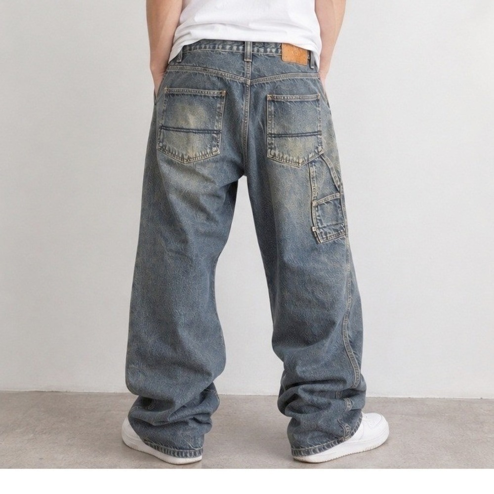 Zoo York Y2K Carpenter Jeans Mens 34 Baggy Wide Leg Blue Denim Skater Streetwear